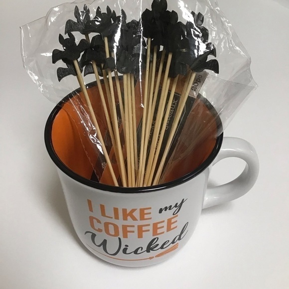 NEW Halloween Coffee Mug I Like My Coffee Wicked Witch Broom Orange Black Picks - Picture 10 of 15